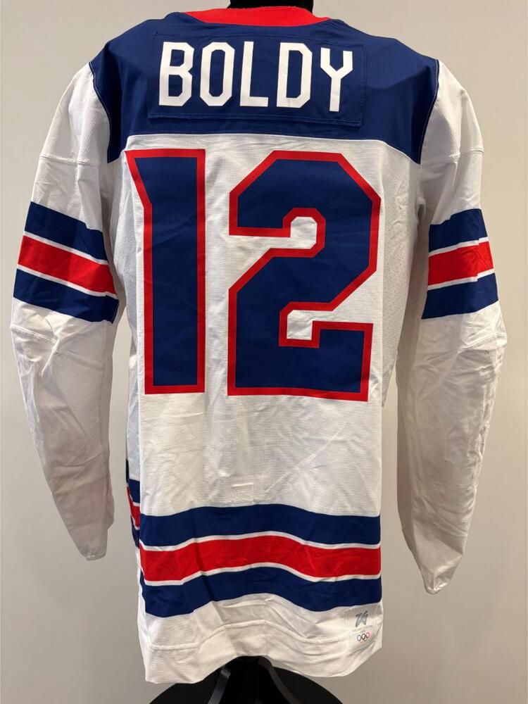 Matt Boldy USA Game-Used White Jersey worn v. Germany on February 15, 2026, as a part of the 2026 Milano Cortina Winter Games.