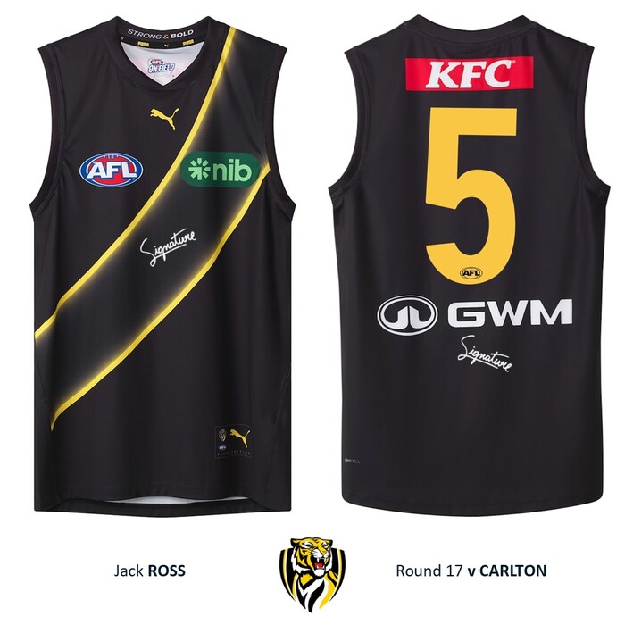 Photo of Jack Ross #5 Richmond 2026 Stealth Guernsey