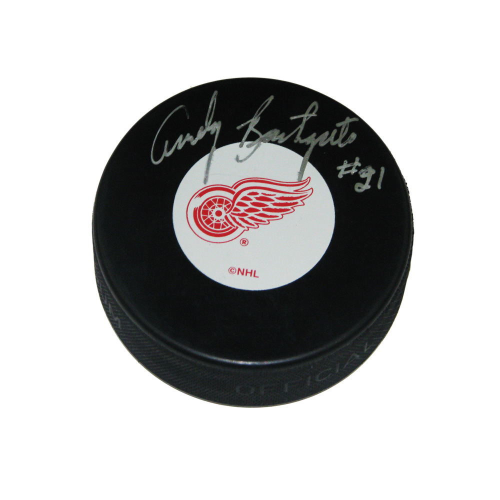 ANDY BATHGATE Signed Detroit Red Wings Puck