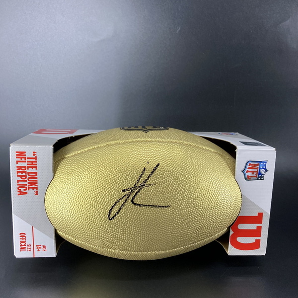 NFL - Jets Jordan Travis Signed Gold Composite Football