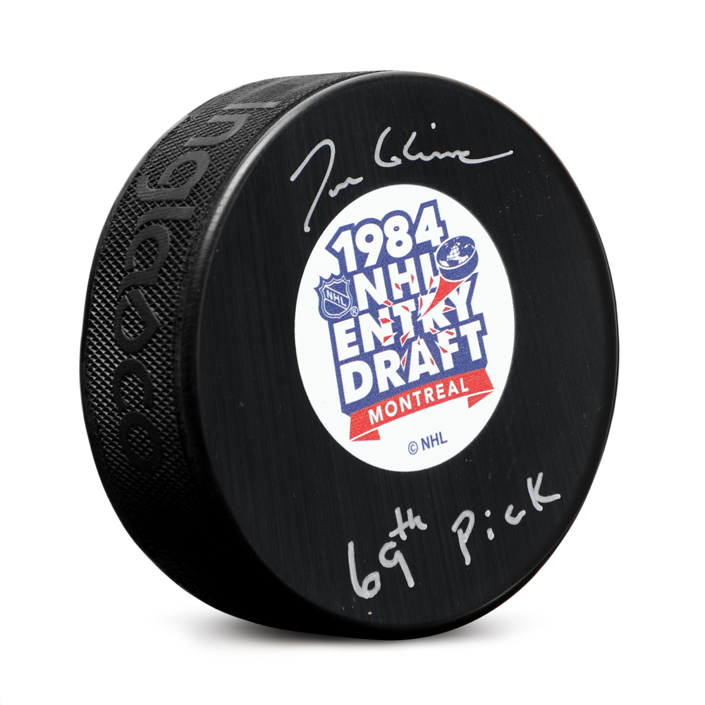 Tom Glavine Signed 1984 NHL Entry Draft Puck with 69th Pick Note