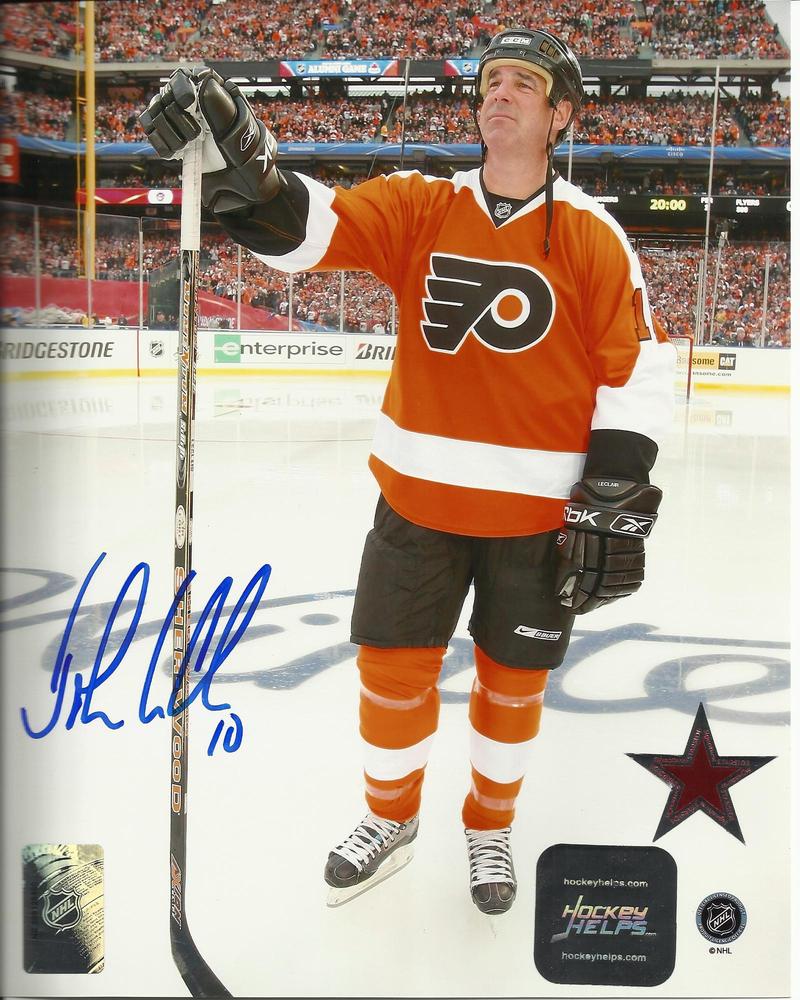 John Leclair Autographed Philadelphia Flyers Winter Classic 8x10 Photograph