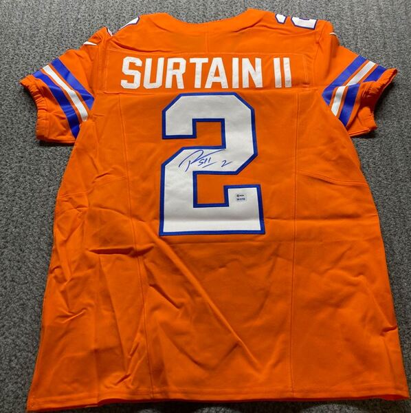 NFL - Broncos Pat Surtain Signed Authentic Throwback Jersey