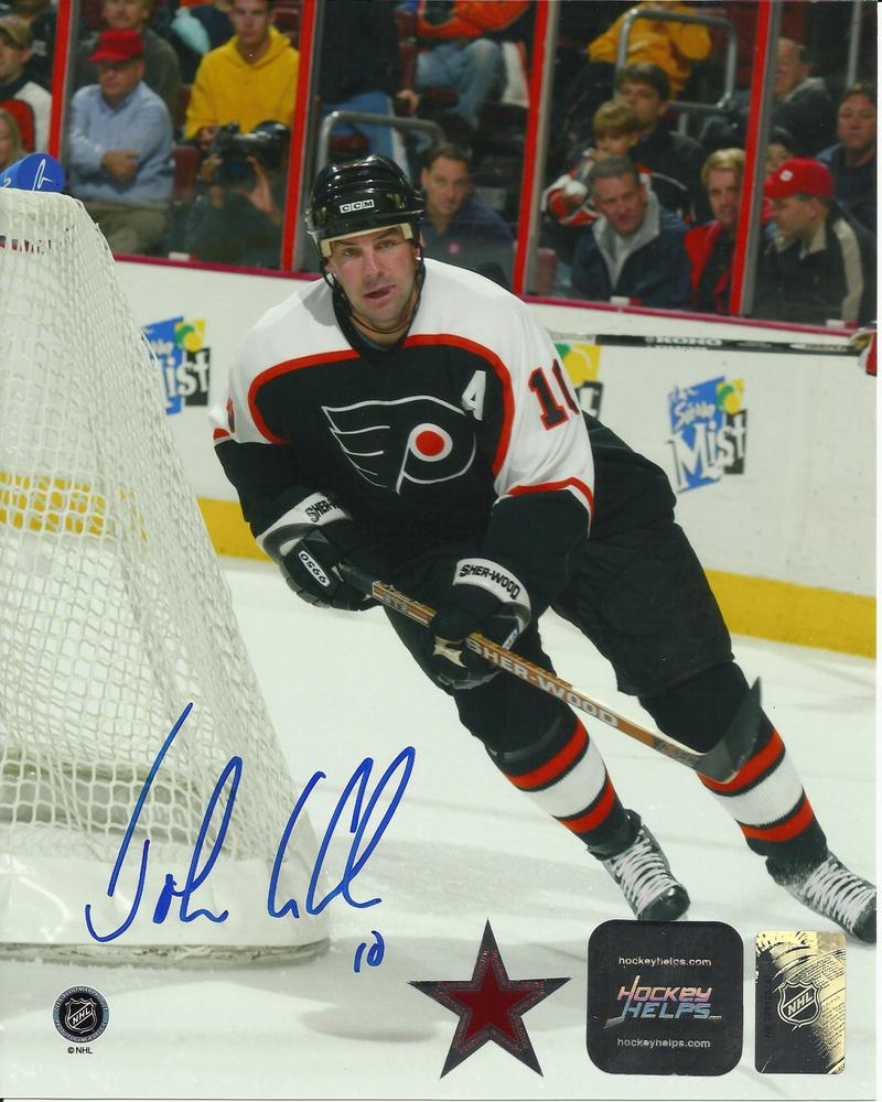 John Leclair Autographed Hockey Card (Philadelphia Flyers) 1999 Upper