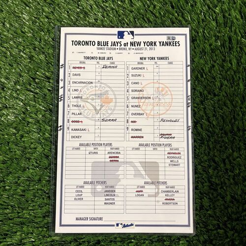 Game-Used or Autographed Line-Up Cards | MLB Auctions