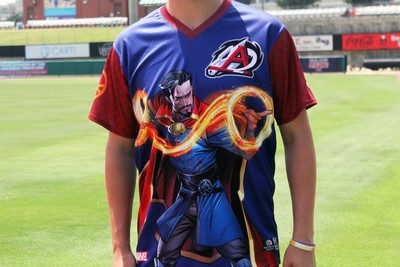 #18 Devin Sweet Marvel Defender of the Diamond Arkansas Travelers Second Chance Jersey Auction