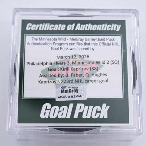 Image of Kaprizov, Kirill - Minnesota Wild - March 12, 2026 vs. Philadelphia Flyers (Wild's 25th Anniversary Logo)