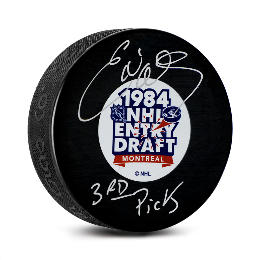 Ed Olczyk Signed 1984 NHL Entry Draft Puck with 3rd Pick Note