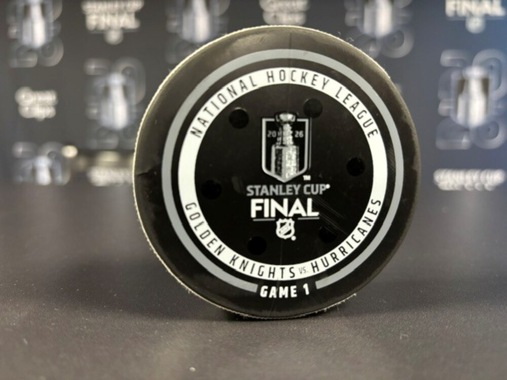 Vegas Golden Knights vs. Carolina Hurricanes Game-Used Puck from Game 1 of the 2026 Stanley Cup Finals on June 2, 2026