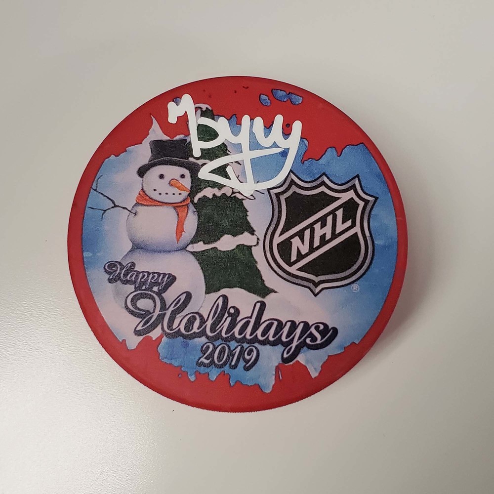 Pavel Buchnevich New York Rangers Autographed Inglasco 2019 Happy Holidays Hockey Puck - NHL Auctions Exclusive