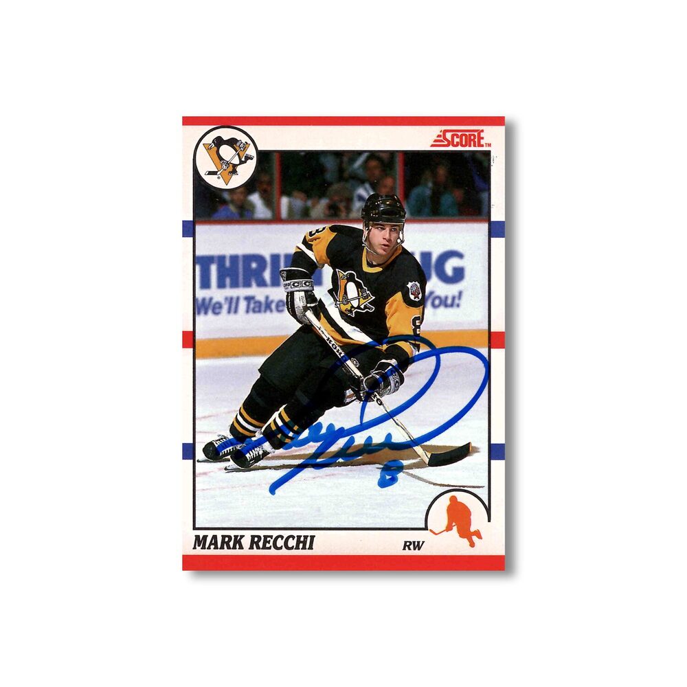 Mark Recchi Autographed 1990-91 Score Rookie Hockey Card #186 Penguins