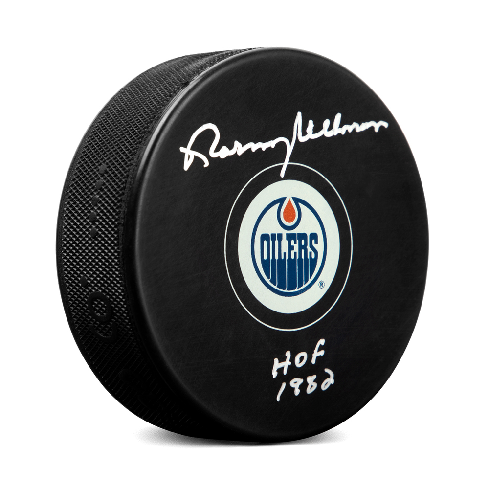 Norm Ullman Signed Edmonton Oilers Hockey Puck with HOF Note