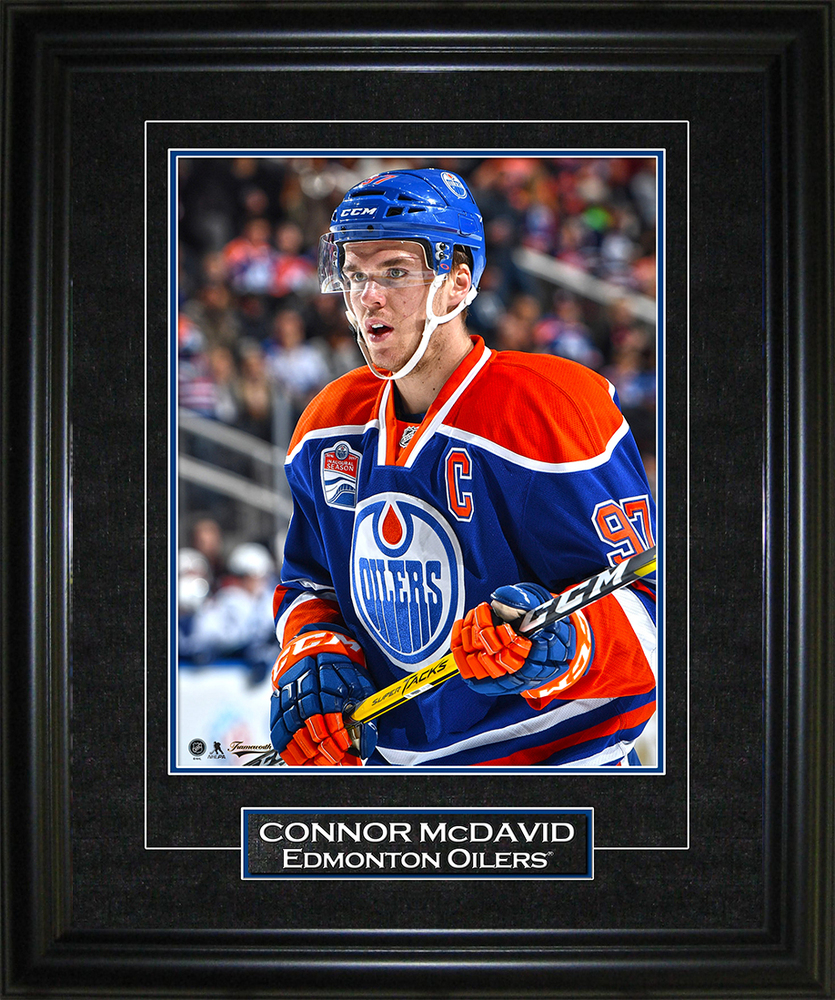 Connor McDavid - Signed & Framed Edmonton Oilers Blue Edmonton Oilers Jersey  - NHL Auctions