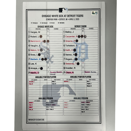 Game-Used or Autographed Line-Up Cards | MLB Auctions