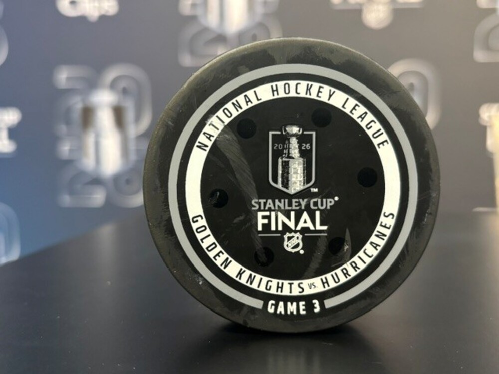 Carolina Hurricanes vs. Vegas Golden Knights Game-Used Puck from Game 3 of the 2026 Stanley Cup Finals on June 6, 2026