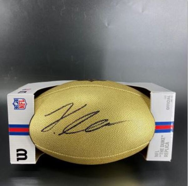 NFL - Cardinals Jeremiyah Love Signed Gold Composite Football