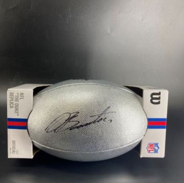 NFL - Browns Denzel Boston Signed Silver Composite Football