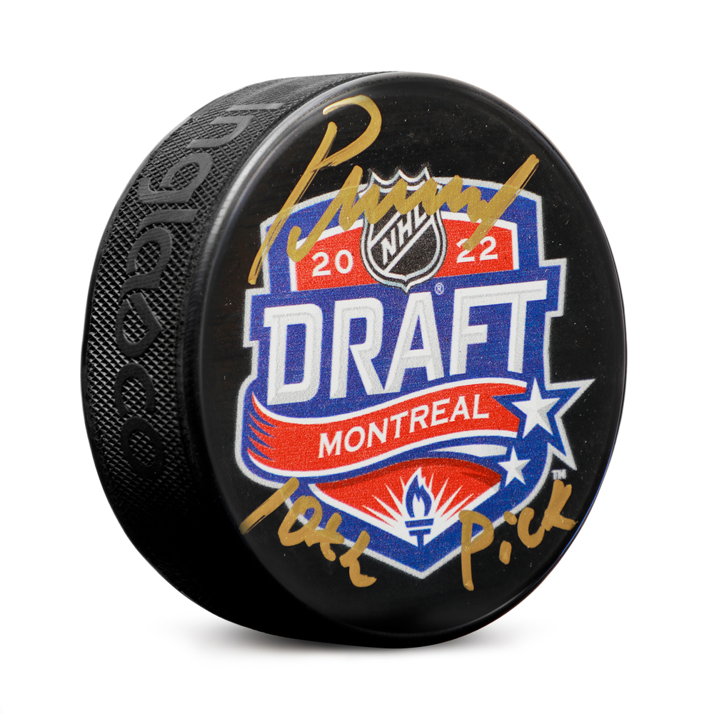Pavel Mintyukov Signed 2022 NHL Entry Draft Puck with 10th Pick Note