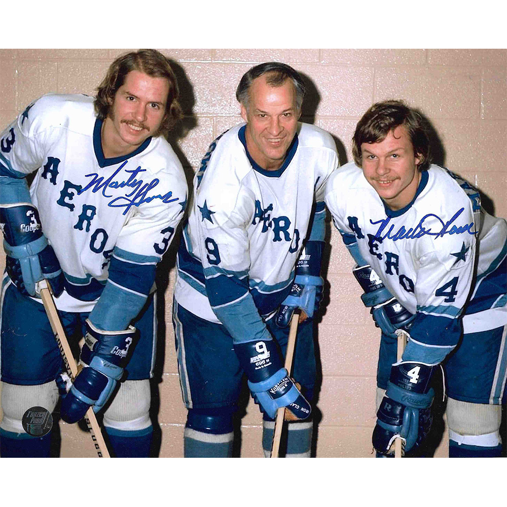 Mark & Marty Howe Autographed Houston Aeros 8X10 Photo