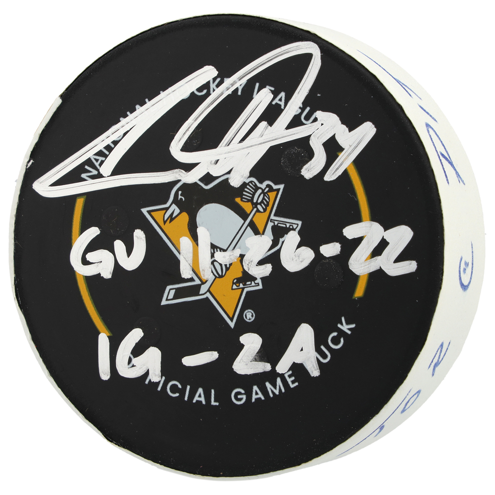 Auston Matthews Toronto Maple Leafs Autographed Game-Used Puck vs. Pittsburgh Penguins on November 26, 2022 with Multiple Inscriptions