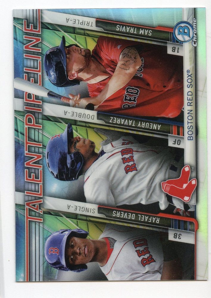 2017 Bowman Chrome Talent Pipeline Refractors #TPBOS Rafael Devers/Aneury Tavarez/Sam Travis