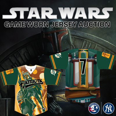 Gameworn and Signed Somerset Patriots Star Wars Jersey, Trey Sweeney #7, Size 46