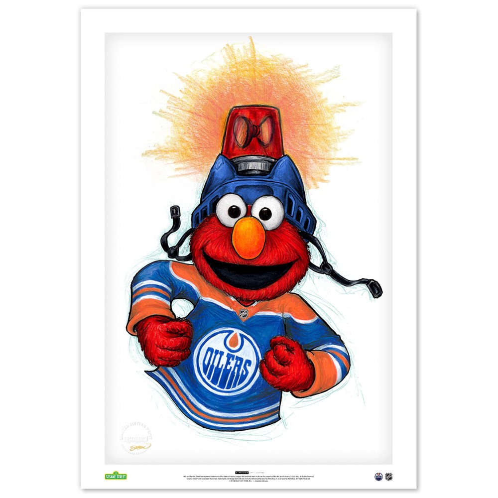Elmo Loves Goals! x Edmonton Oilers Limited Edition Print by S. Preston