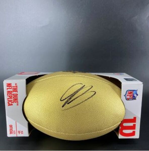 NFL - Bengals Jermaine Burton Signed Gold Composite Football