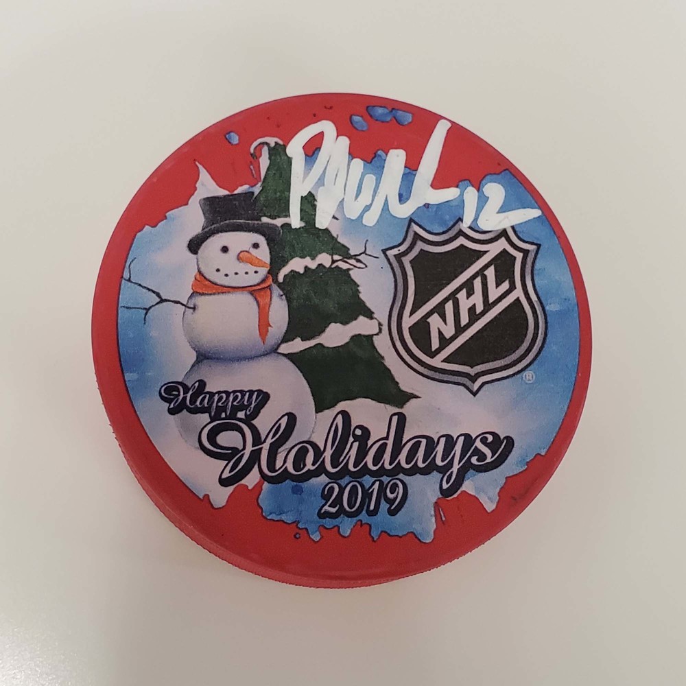 Patrick Marleau San Jose Sharks Autographed Inglasco 2019 Happy Holidays Hockey Puck - NHL Auctions Exclusive