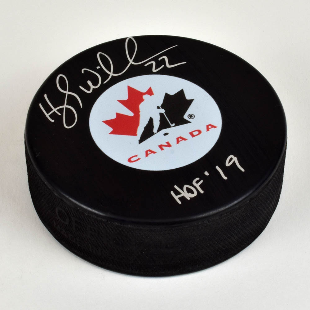 Hayley Wickenheiser Autographed Team Canada Hockey Puck with HOF Note
