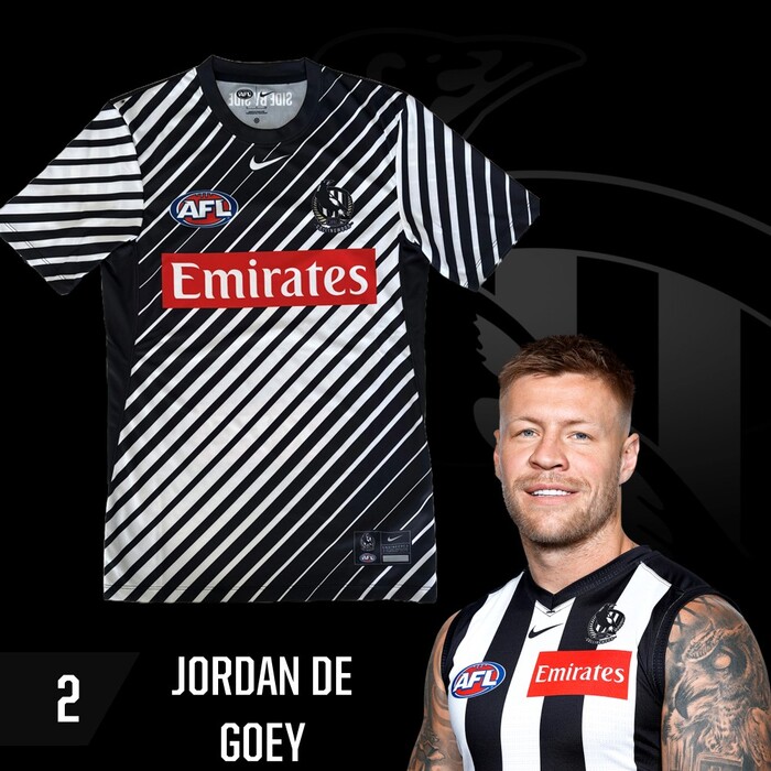 Photo of Jordan De Goey #2 Collingwood 2025 Run Out Top