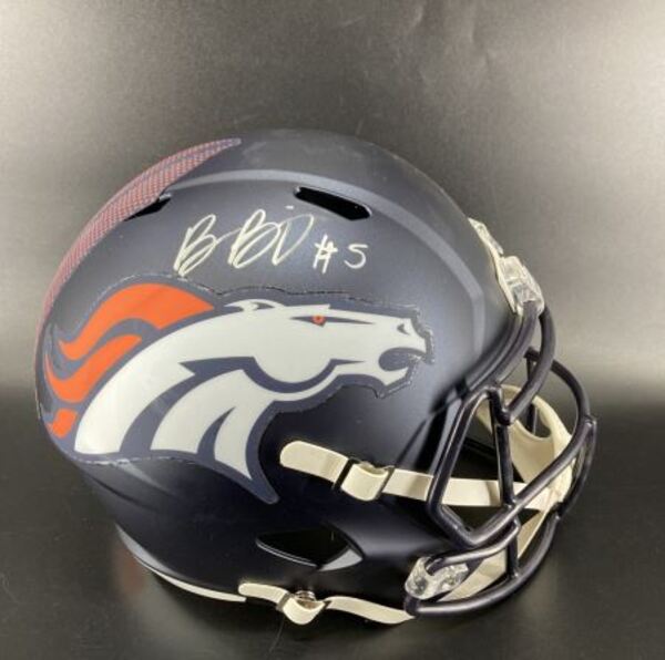 Broncos - Brandon Browning Signed Speed Replica Helmet (Not Authenticated)