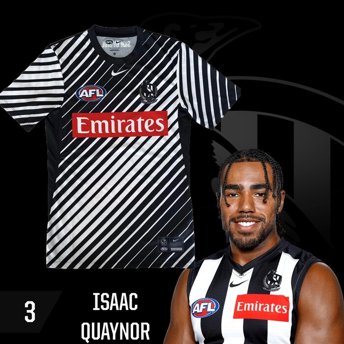 Photo of Isaac Quaynor #3 Collingwood 2025 Run Out Top