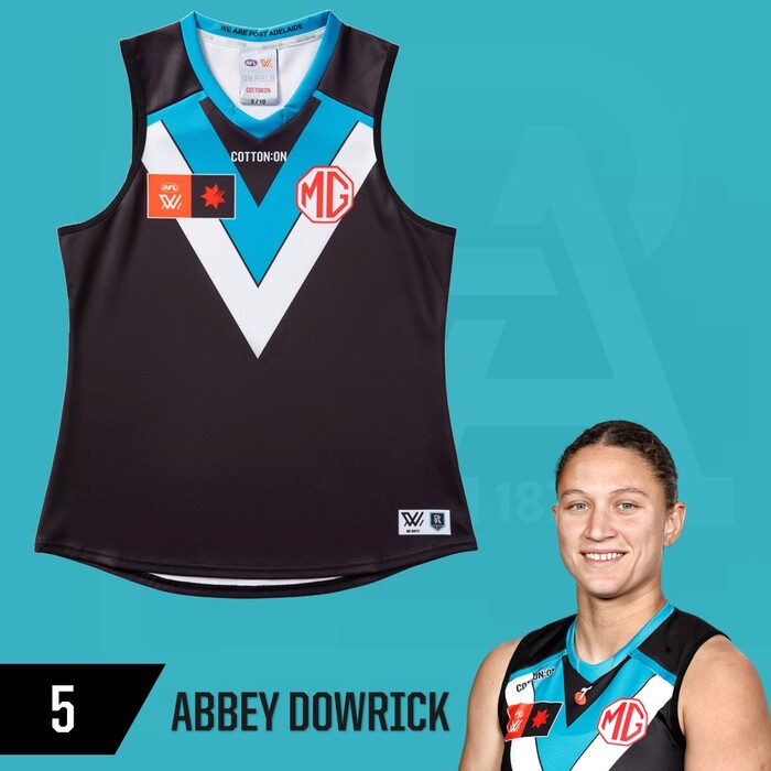 Photo of Abbey Dowrick #5 Port Adelaide 2025 Home Match-Worn Guernsey