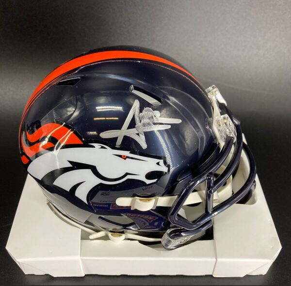 NFL - Broncos Audric Estime Signed Mini Helmet
