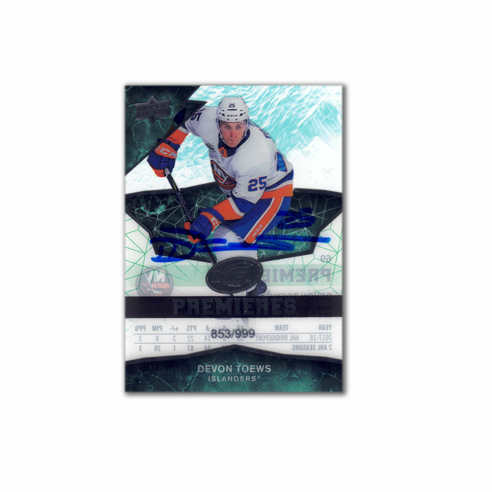 2018-19 UD Ice Premiers #69 DEVON TOEWS Autographed Rookie Card - #/999