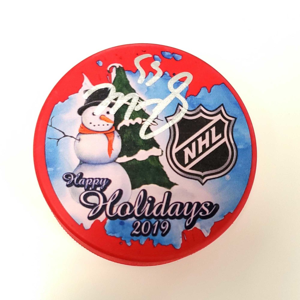 Mark Scheifele Winnipeg Jets Autographed 2019 Inglasco Happy Holidays Hockey Puck - NHL Auctions Exclusive