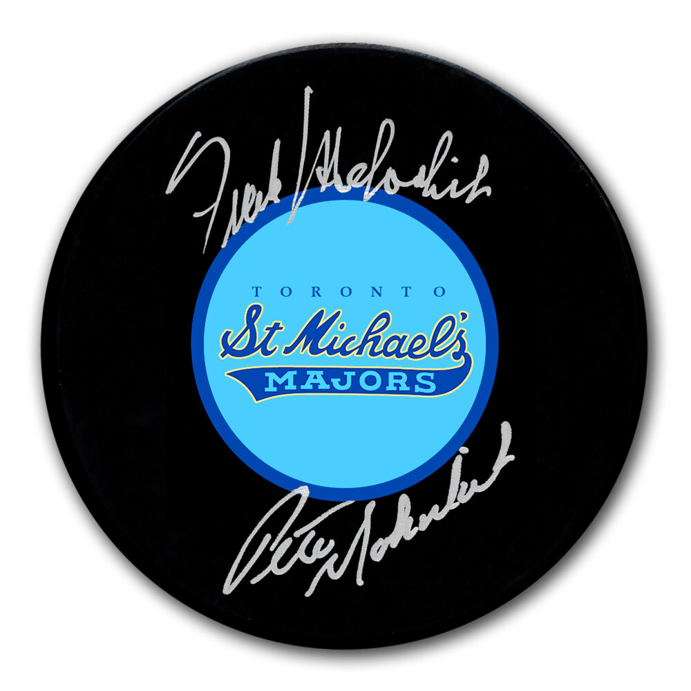 Frank Mahovlich & Pete Mahovlich Toronto St. Michaels Majors Autographed Puck