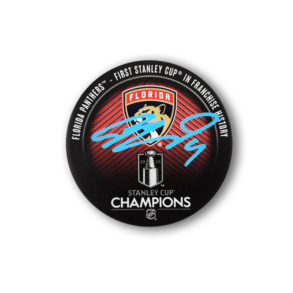 Sam Bennett Autographed Florida Panthers 2024 Stanley Cup Hockey Puck