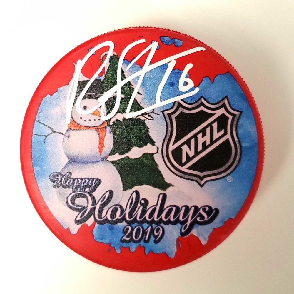 Ryan Strome New York Rangers Autographed Inglasco 2019 Happy Holidays Hockey Puck - NHL Auctions Exclusive