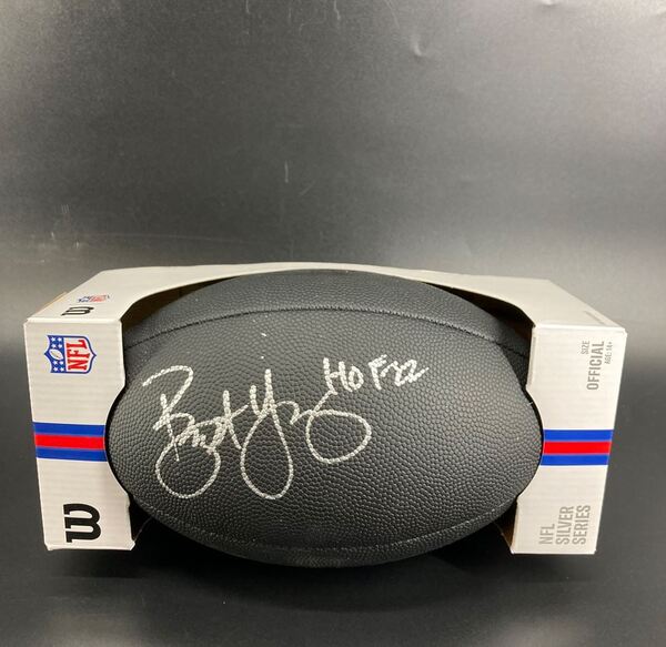 HOF - 49ers Bryant Young Signed Black Metallic Football with 49ers Logo