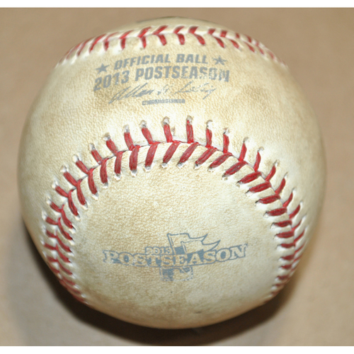 Game-Used Baseball - 2013 NLCS Game 5 - St. Louis Cardinals vs. Los Angeles Dodgers - Batter: David Freese, Pitcher: Zack Greinke, Groundout, Top 4