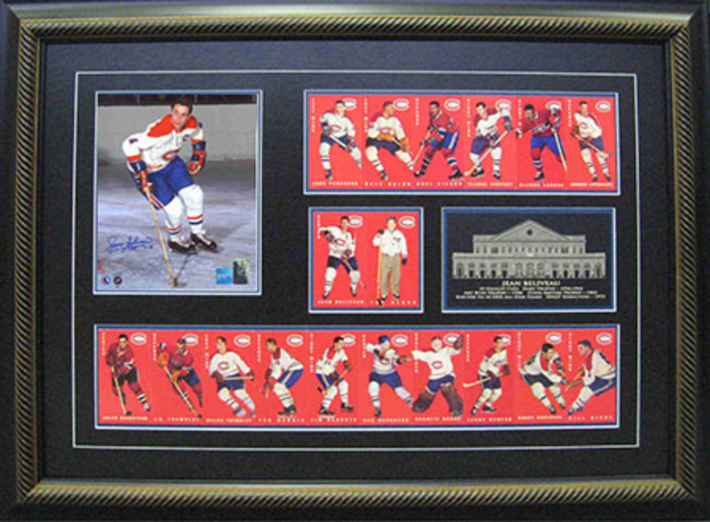 Jean Beliveau Signed 8x10 Canadiens With TallBoy Cards