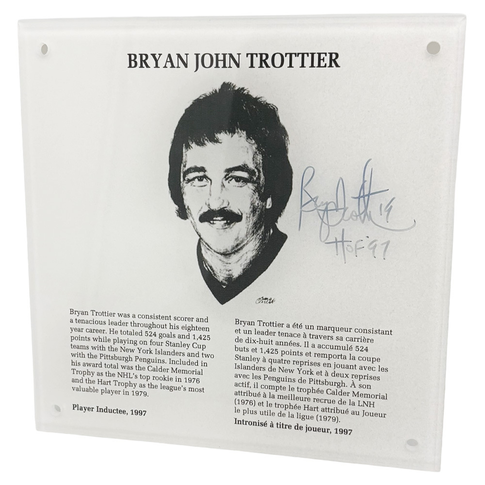 Bryan Trottier Autographed NHL Legends HOF Plaque