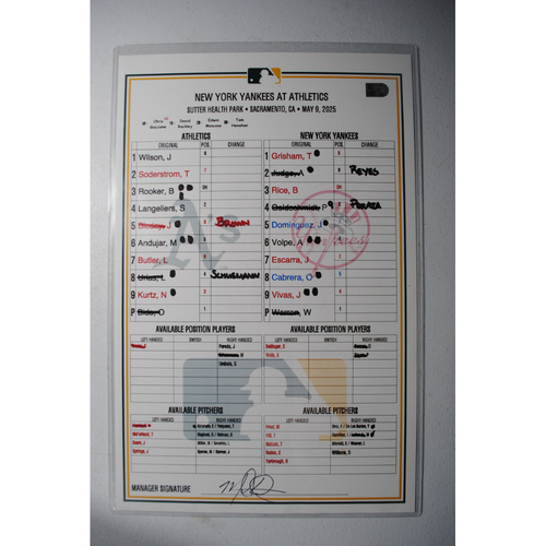 2015 Replica Lineup Card Frame with Piece of Game-Used Ball