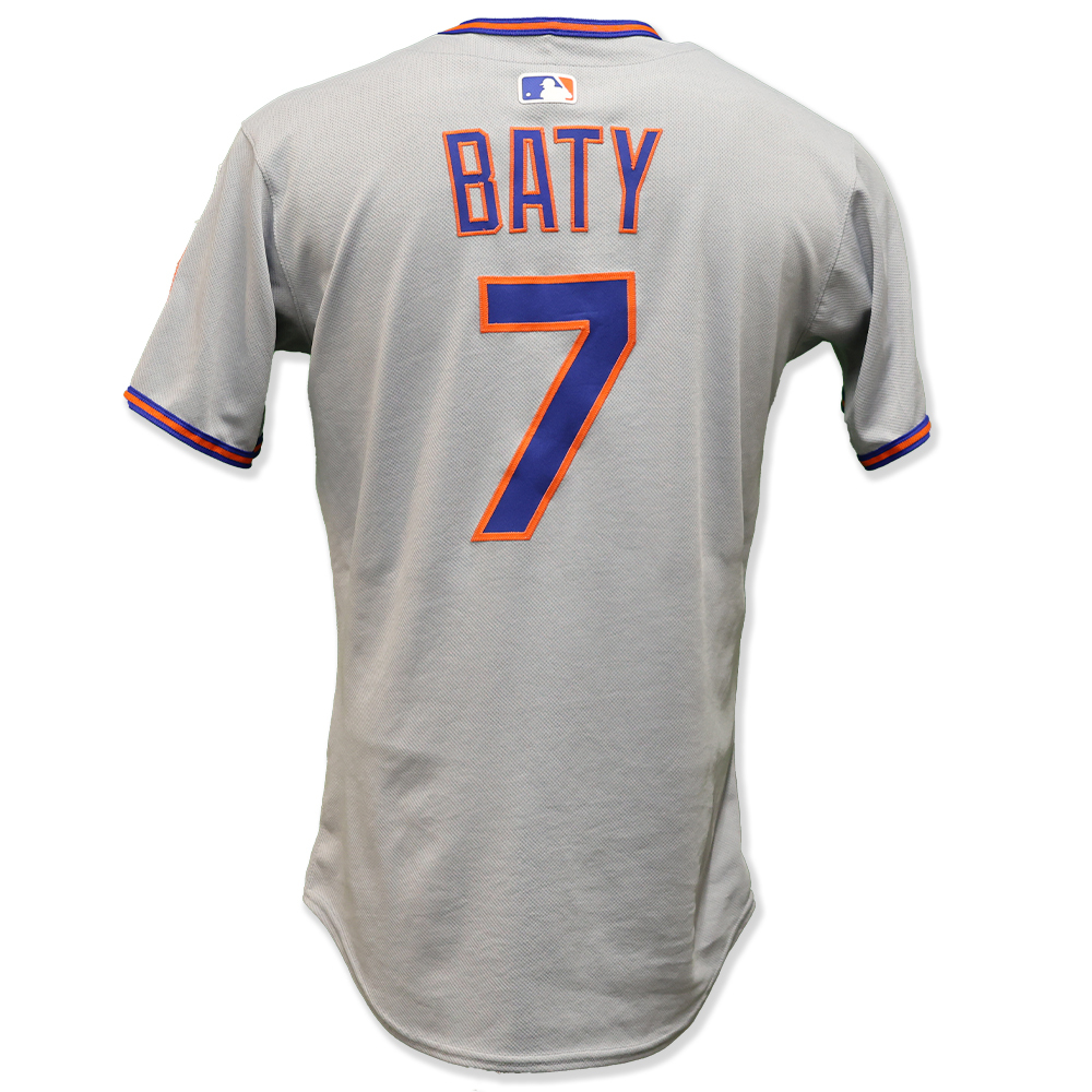 Brett Baty #7 - Game-Used Road Grey Jersey - 4-6, 2B, 3 Runs
