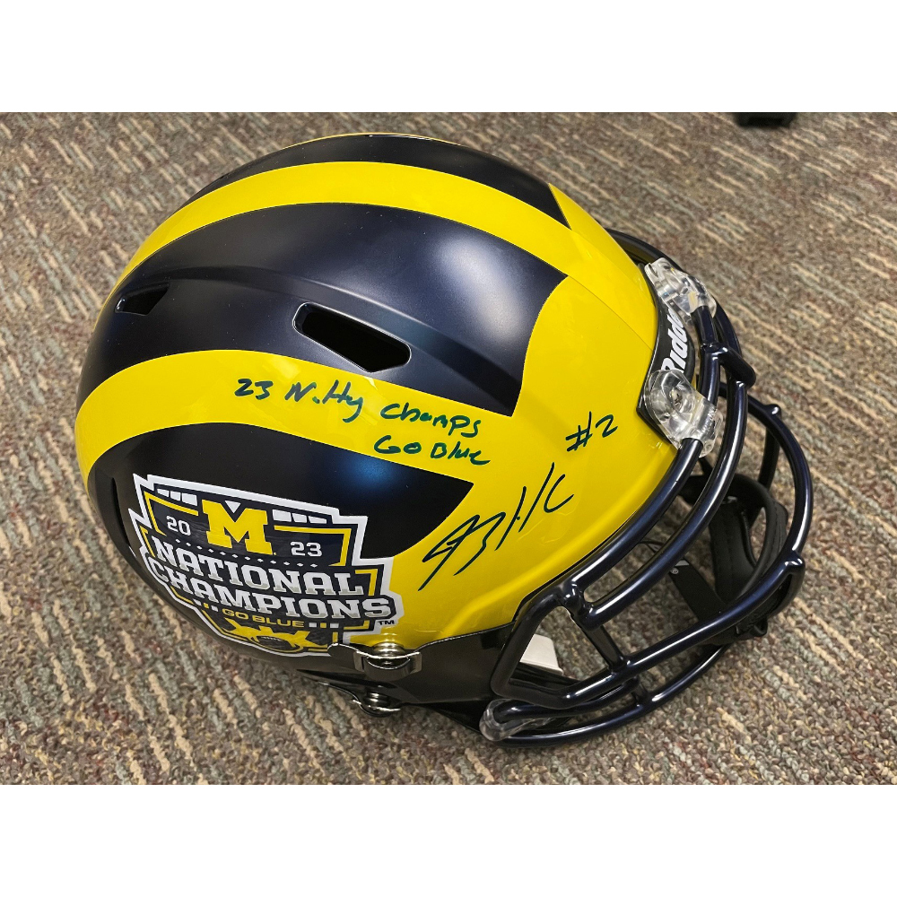 autographed football helmet University of Michigan Rod Moore Riddell Mini Hel Champions Circle NIL Shop Enjoy a new look to this Hit Parade classic Blake Corum Autographed University of