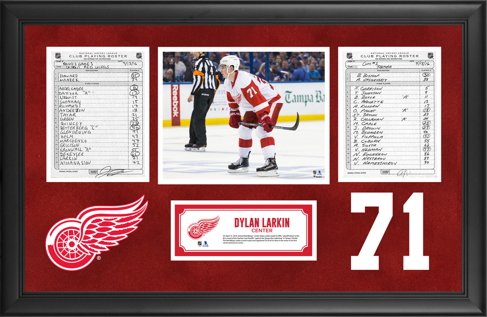 Detroit Red Wings Framed Original LineUp Cards From April 13, 2016 vs