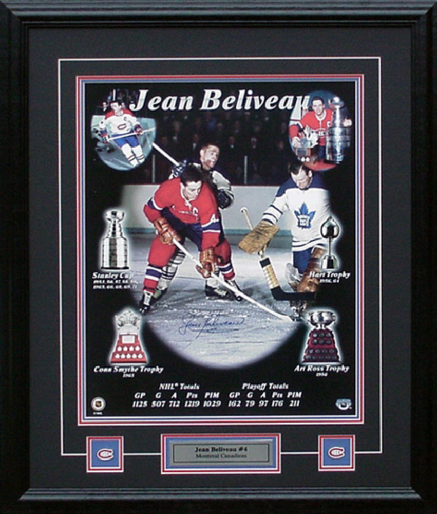 Jean Beliveau Signed 16x20 Framed Heritage Collage