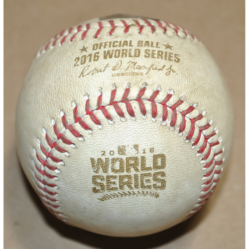 Game-Used Baseball - 2016 World Series Game 3 - Cleveland Indians vs. Chicago Cubs - Batter: Francisco Lindor, Pitcher: Justin Grimm, Foul, Top 5